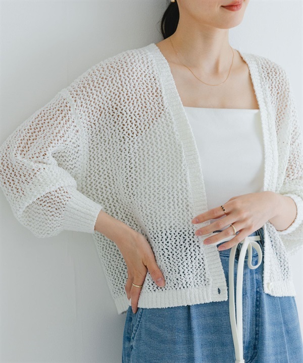 鏤空織紋2WAY針織開襟衫