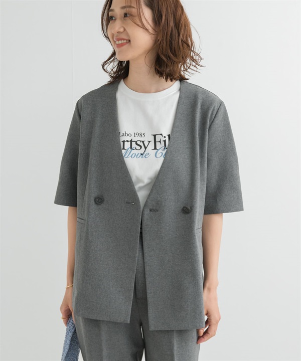 UR TECH DRYLUXE 短袖無領西裝外套