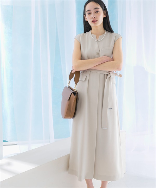 2WAY仿亞麻口袋背心洋裝