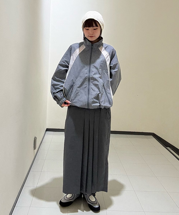 仿圍裹式百褶裙