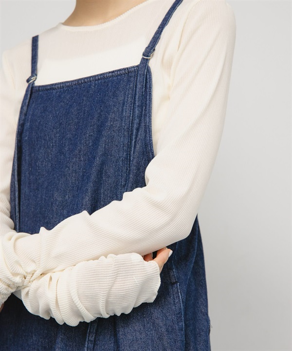 透膚絲絨碎褶袖上衣