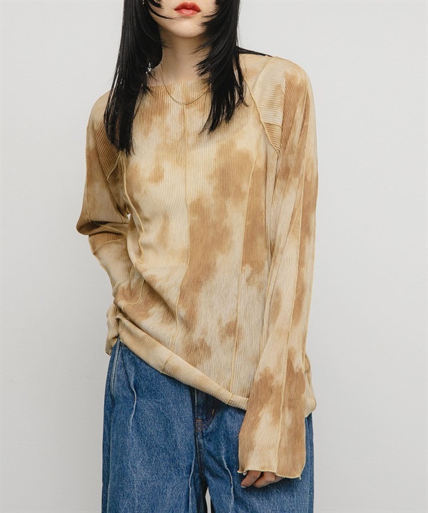 大理石印花捲邊設計上衣