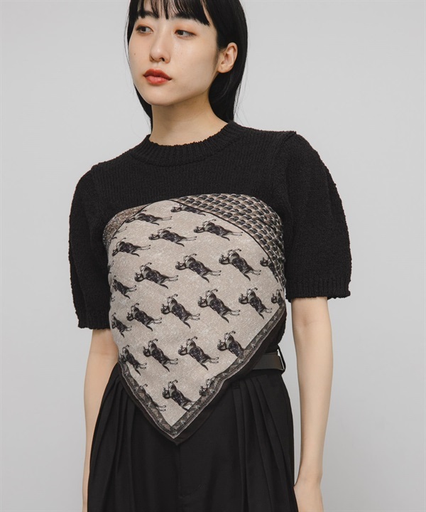 五分袖短版針織衫