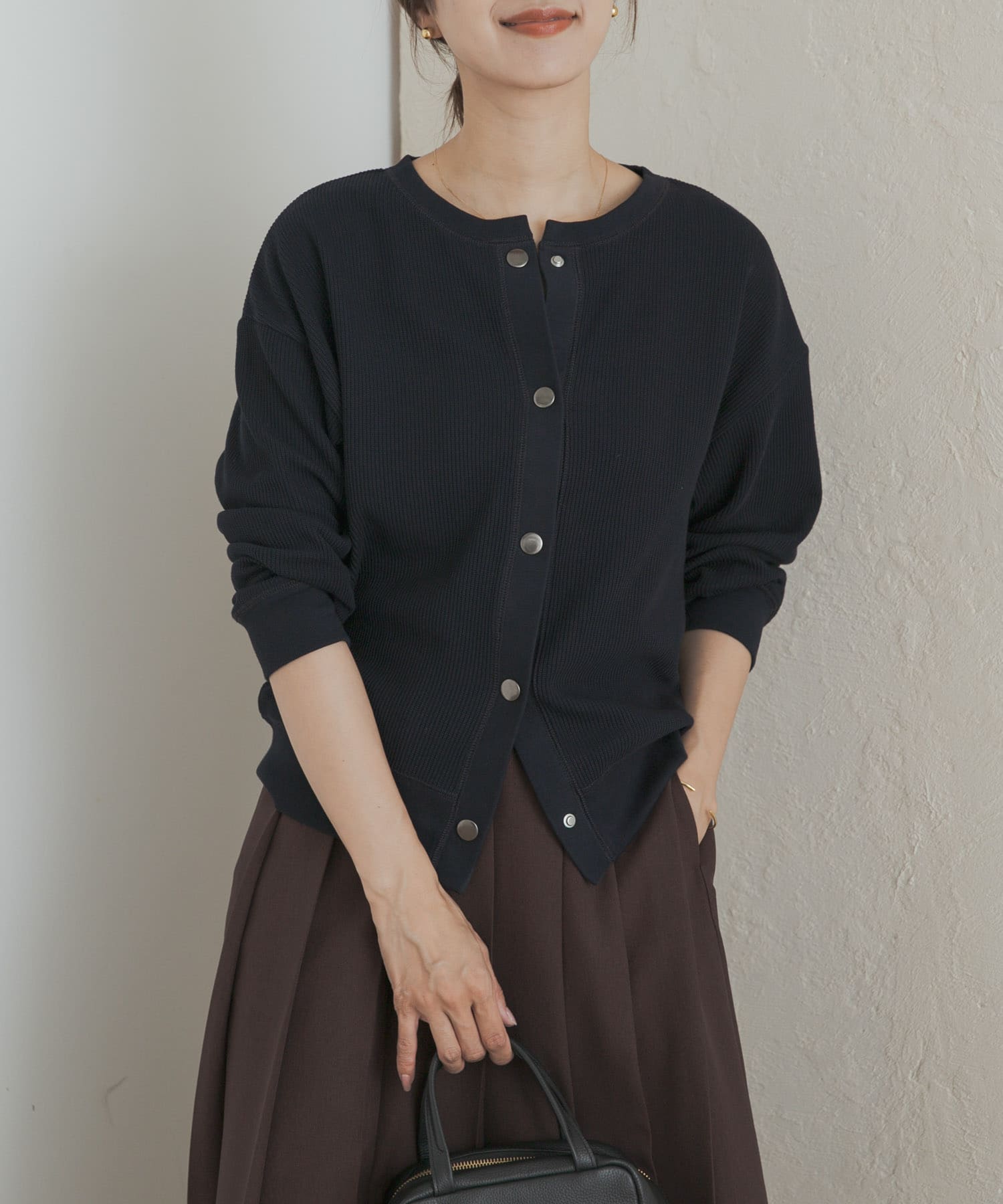 圓編羅紋開襟衫ﾞ