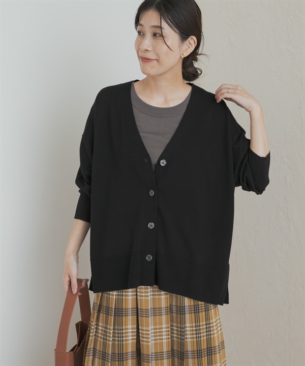 可水洗美麗諾羊毛V領寬版開襟衫
