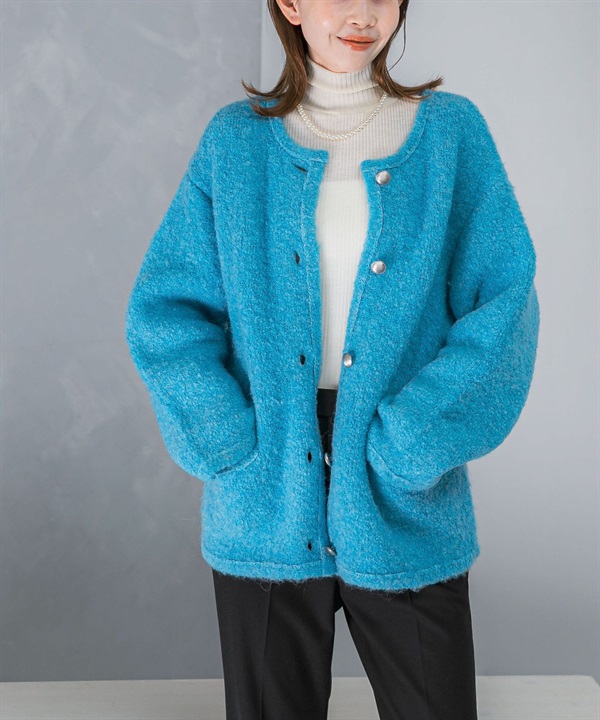 混羊毛圈圈紗針織外套