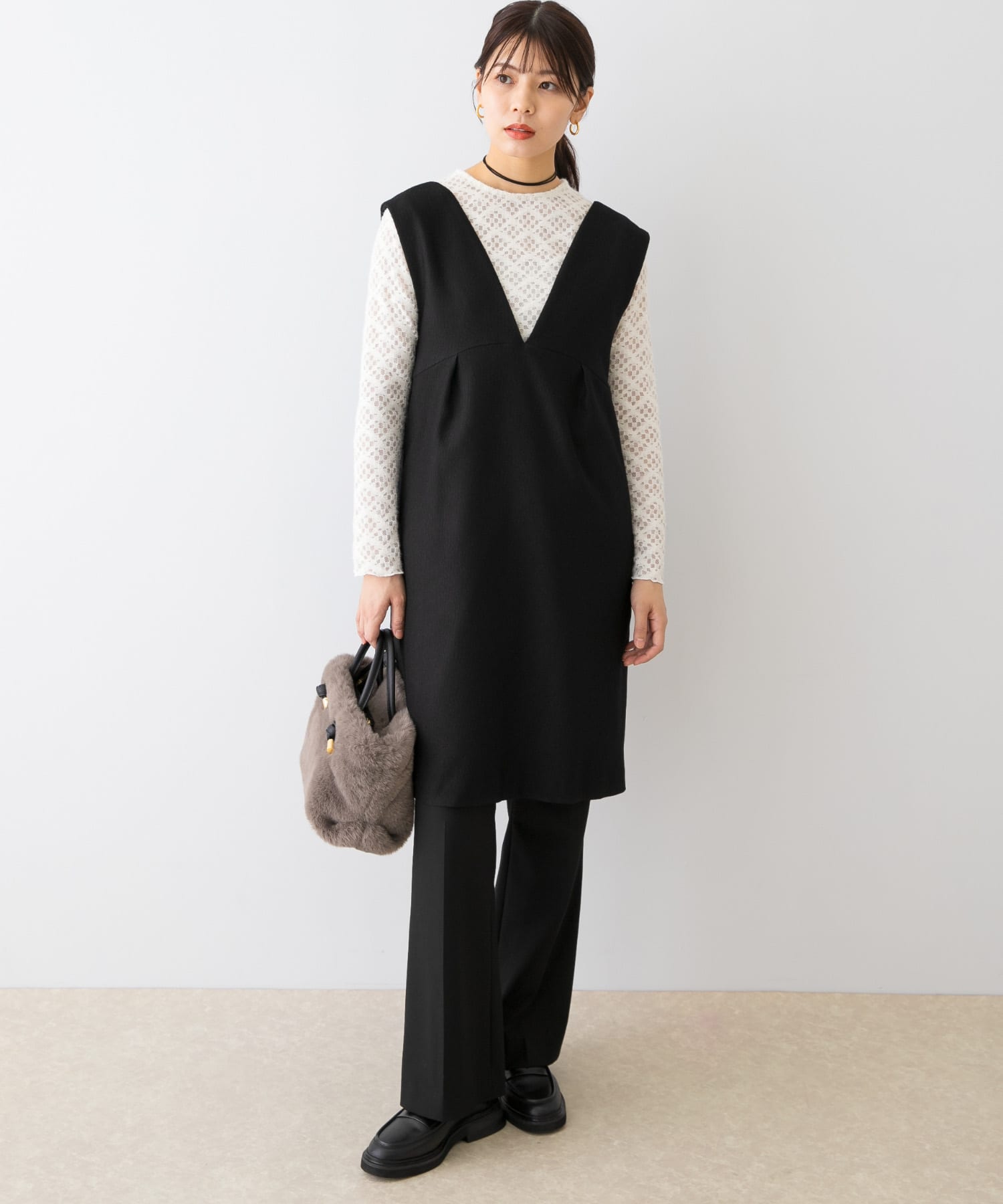 F by ROSSO 日本製2WAY畝條迷你背心洋裝 