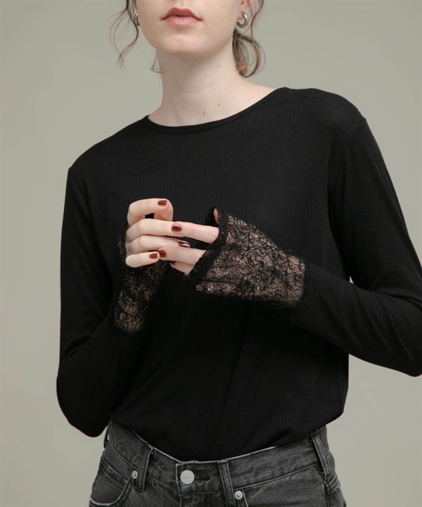 蕾絲袖層次感T恤