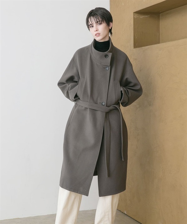 Super100羊毛立領大衣