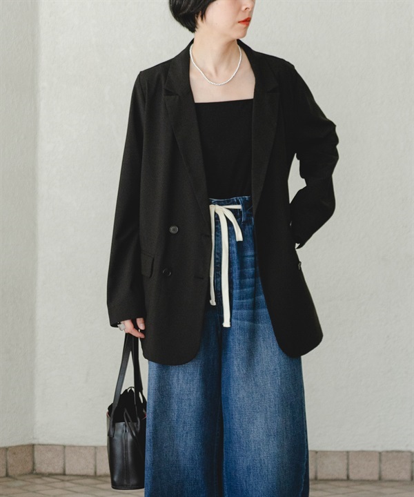 混羊毛雙排扣西裝外套