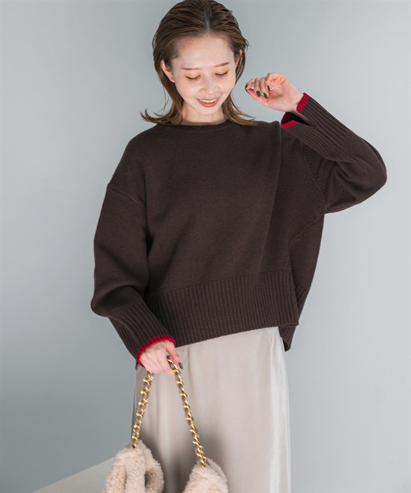 精紡羊毛背面縫線設計針織衫