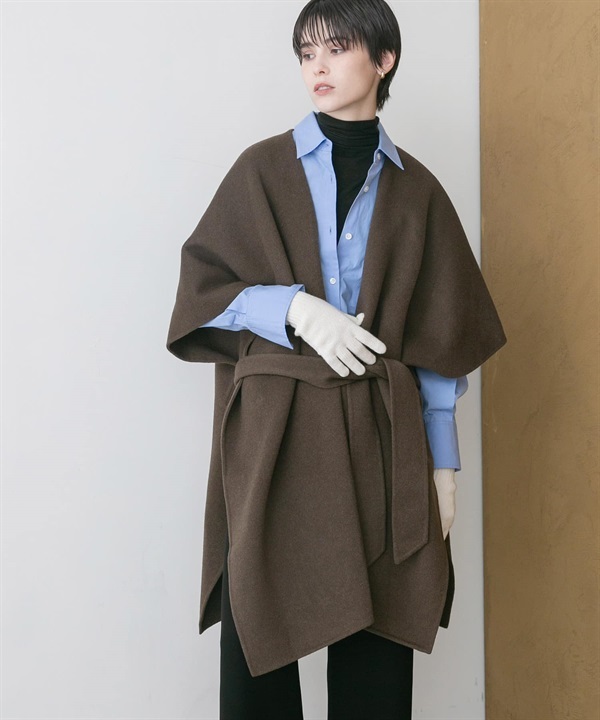 羊毛混喀什米爾雙面呢斗篷