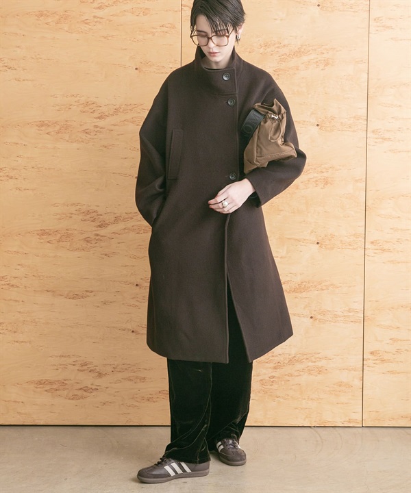 Super100羊毛立領大衣