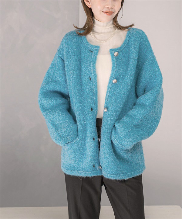 混羊毛圈圈紗針織外套