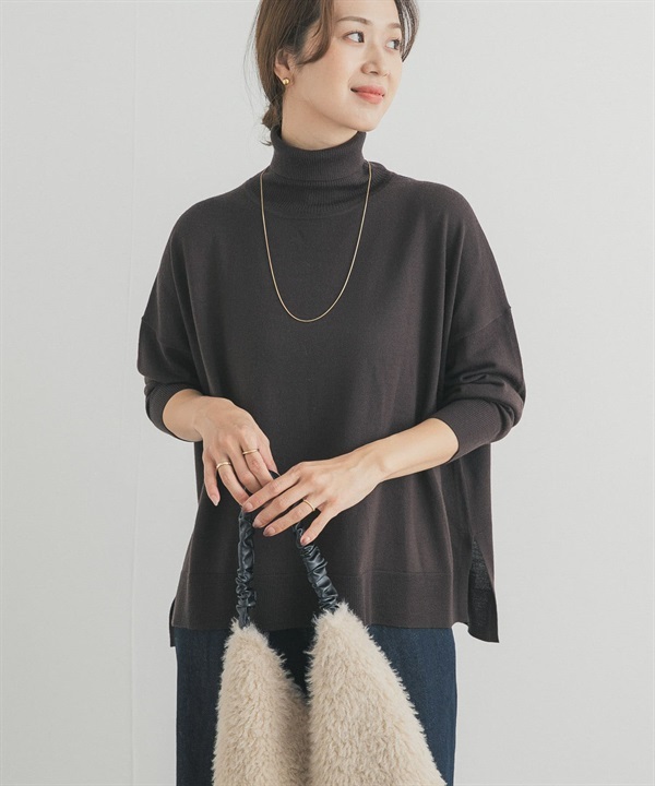 可水洗羊毛高領寬版針織衫