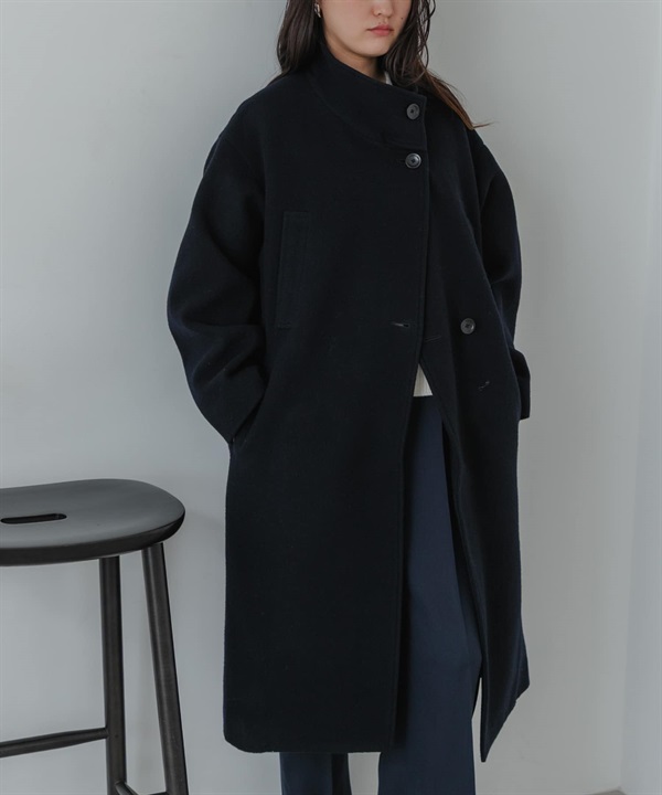 Super100羊毛立領大衣