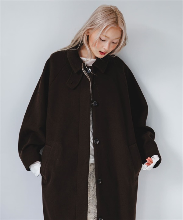 立領繭型長版大衣
