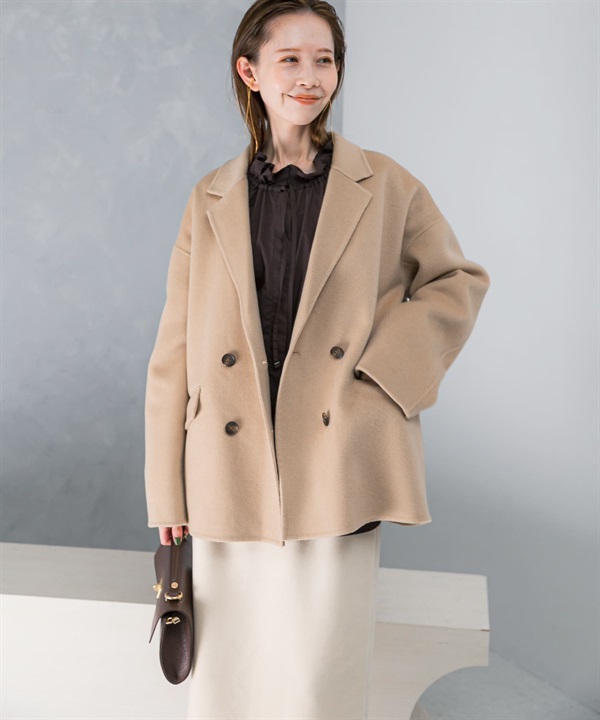 喀什米爾雙面呢短版大衣