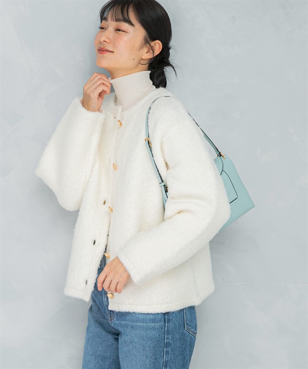 混羊毛圈圈紗針織外套