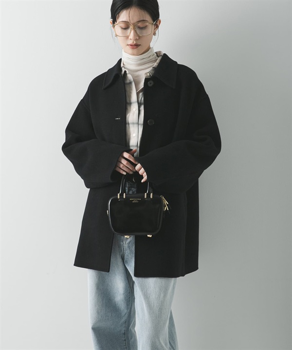 Super140立領雙面呢中長版大衣