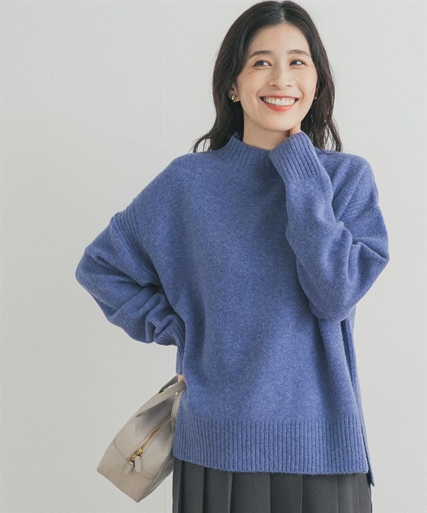 高領側邊開衩針織衫