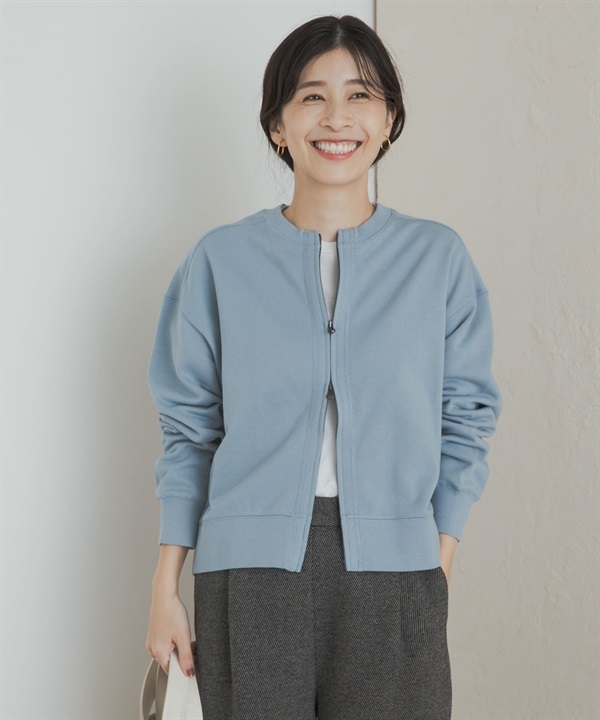 棉質毛圈拉鍊開襟衫