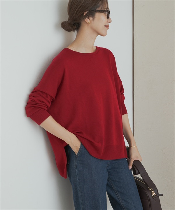 可水洗美麗諾羊毛寬版針織衫