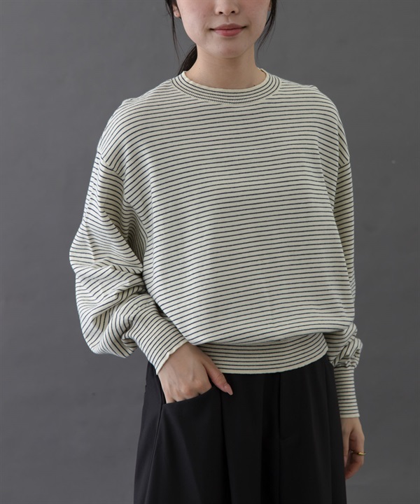 FORK&SPOON 橫紋圓領針織衫