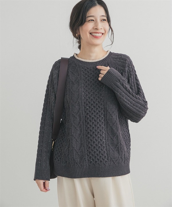 連肩袖雪尼爾紗針織衫