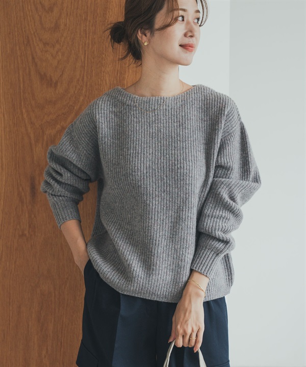 漢密爾頓羊毛畦編船型領針織衫