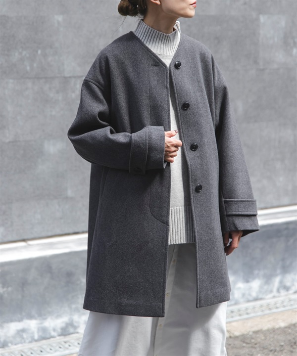 FORK&SPOON 羊毛無領大衣