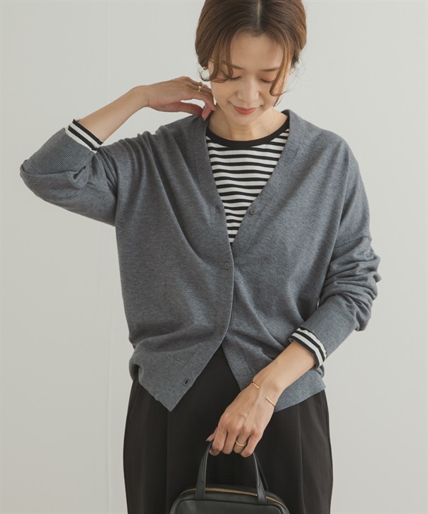 V領柔軟針織開襟衫