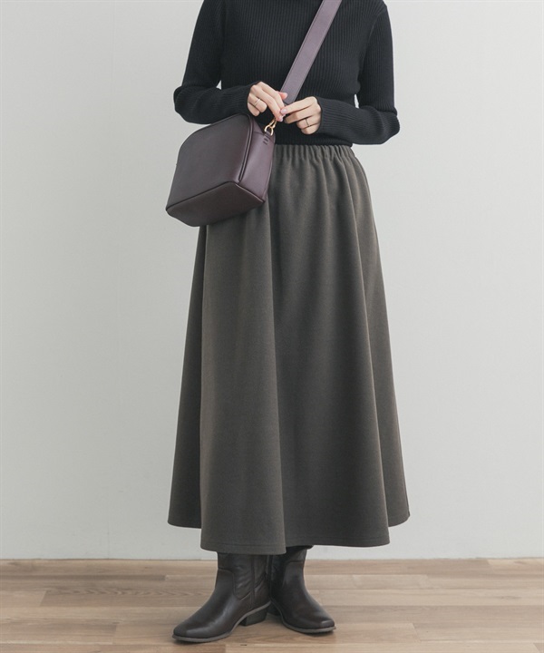 仿羊毛平針織布碎褶裙
