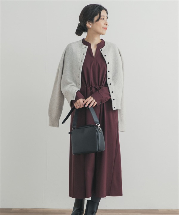 抽繩蝴蝶結傘狀洋裝