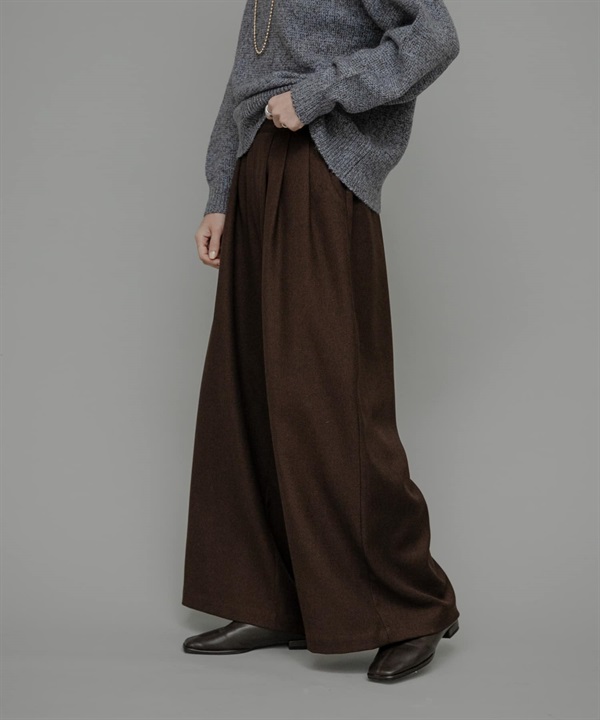 可機洗寬版打褶輕便長褲