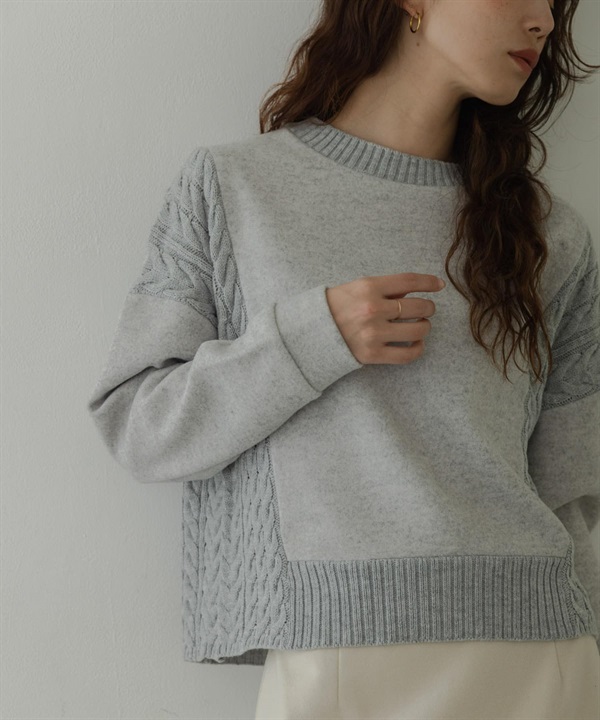 麻花拼接麥爾登針織套衫