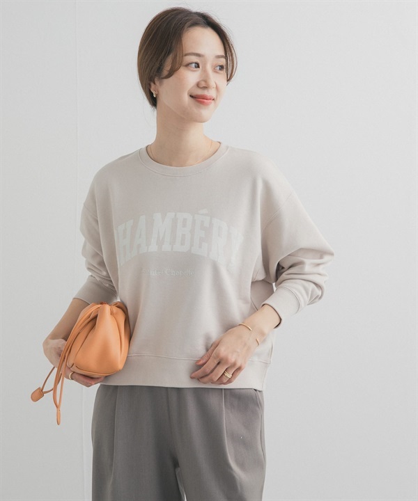 學院風LOGO刺繡棉質毛圈上衣