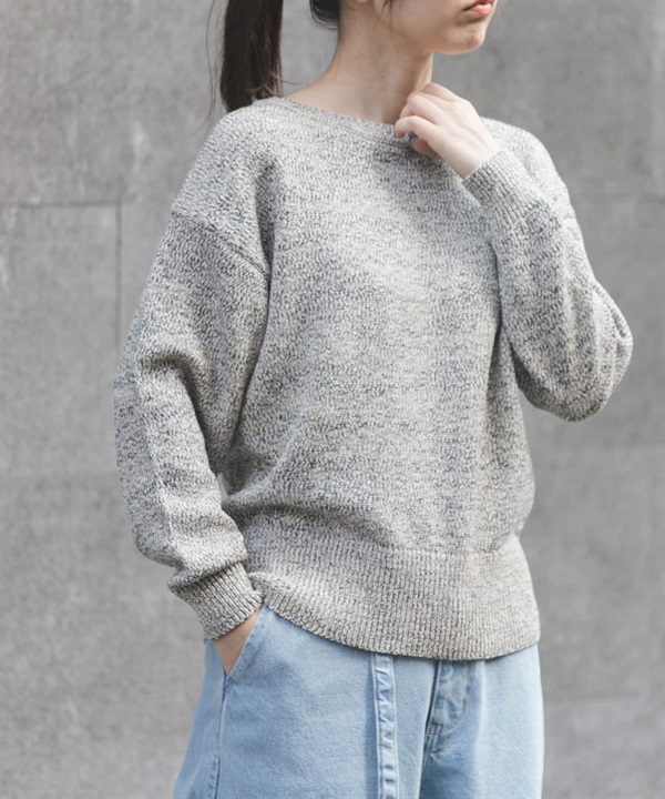 FORK&SPOON 帶狀紗船型領針織衫