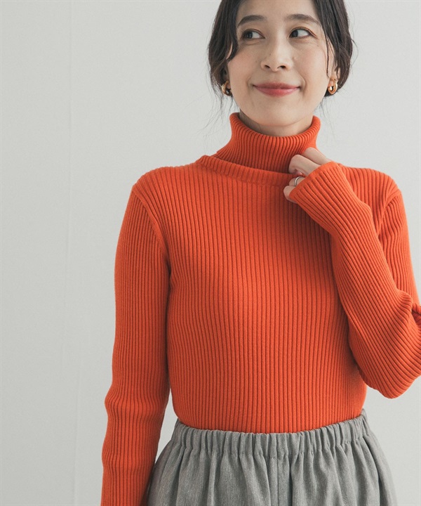 高領羅紋針織衫
