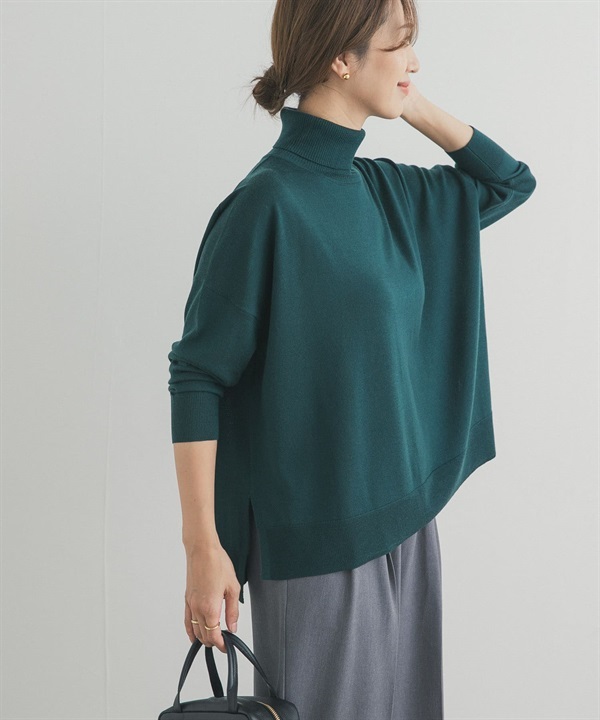 可水洗羊毛高領寬版針織衫
