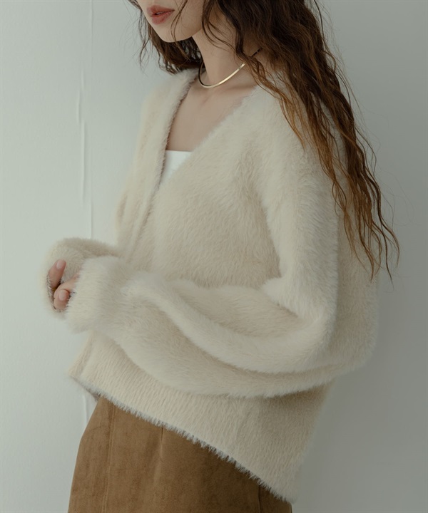 羽毛紗雙面織物開襟衫