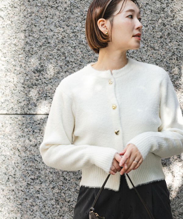 F by ROSSO什錦鈕扣絨毛開襟衫