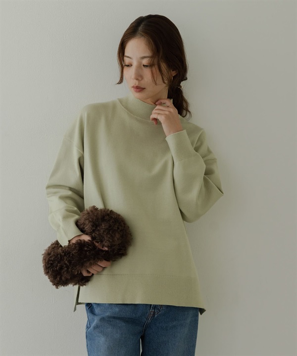 UR TECH 側邊開衩設計細針織衫