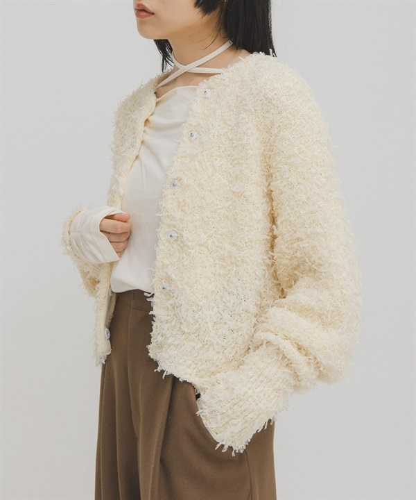 薄紗流蘇開襟衫