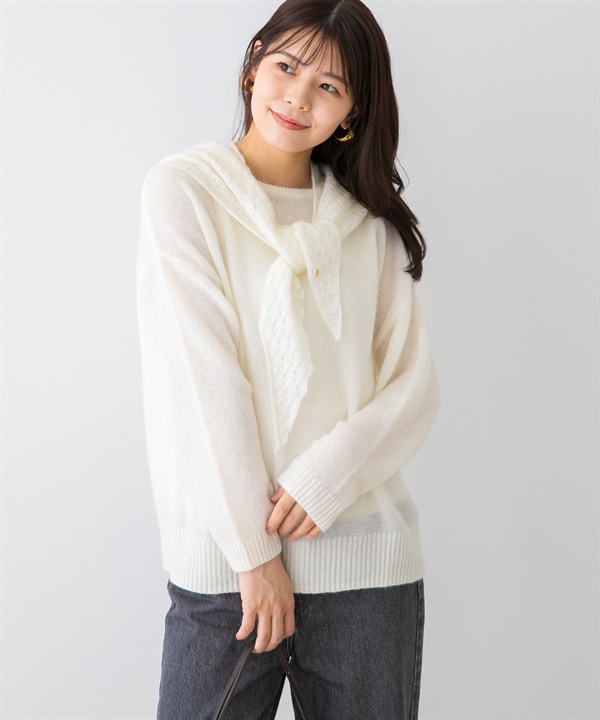 F by ROSSO 馬海毛針織衫 × 針織領巾