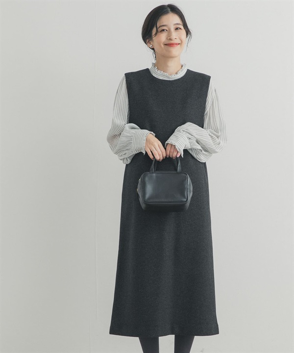 仿羊毛針織布背心裙