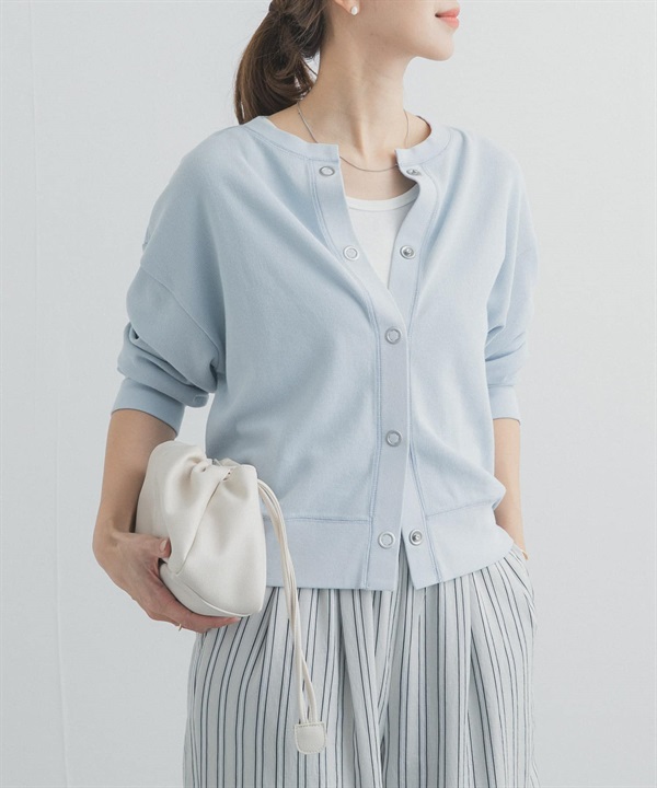 輕盈圓編羅紋開襟衫