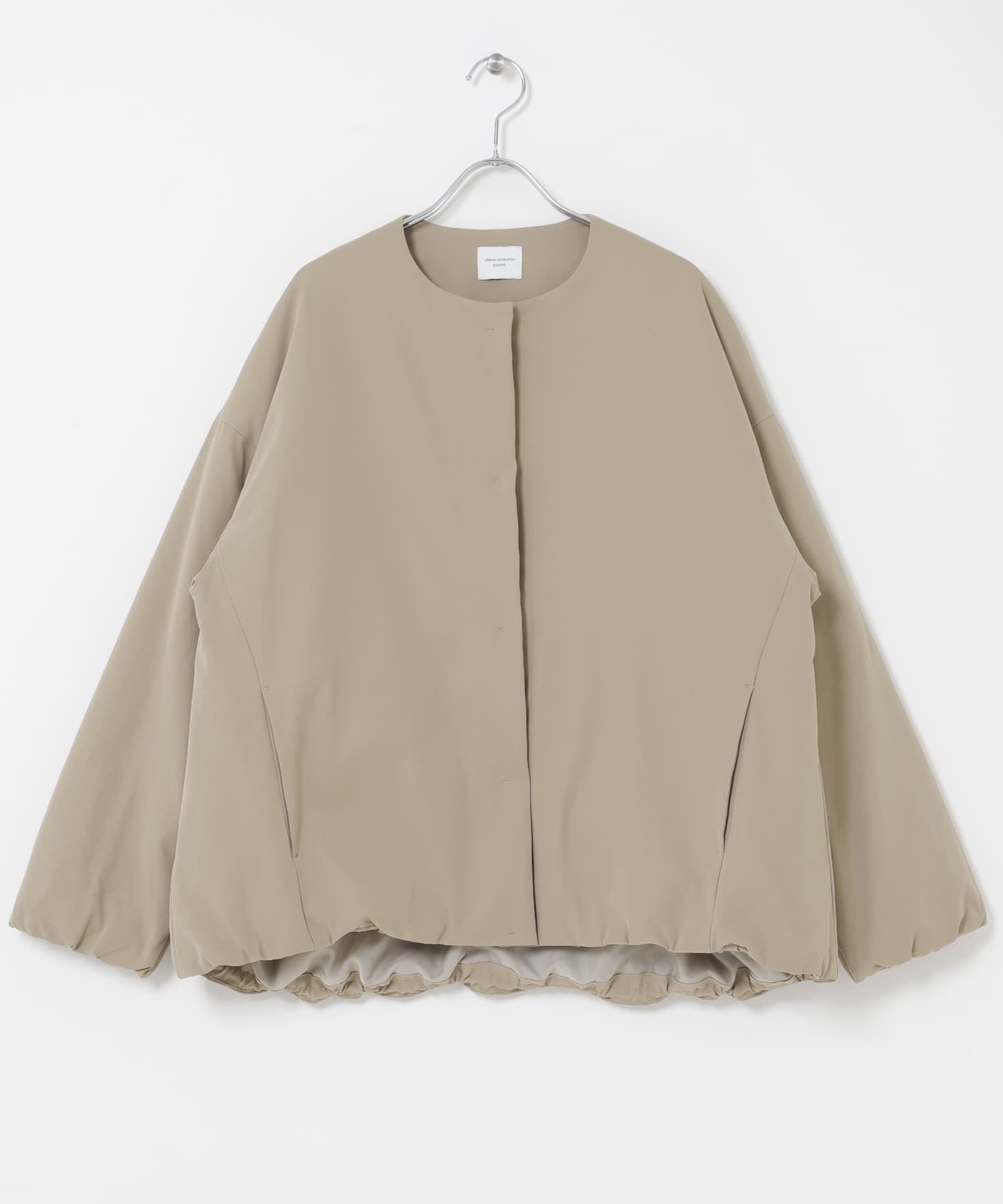 防潑水填充無領大衣