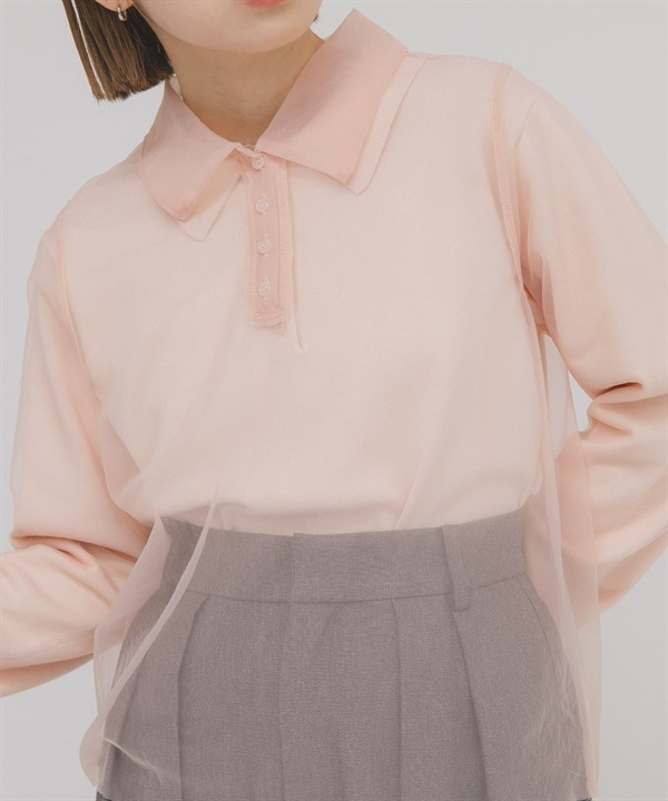 薄紗層次針織襯衫