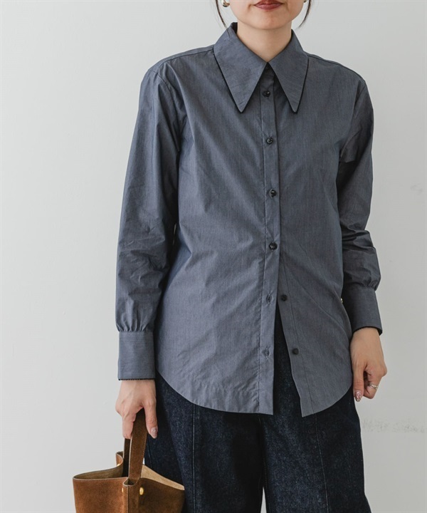 F by ROSSO 蕾絲滾邊大領片襯衫